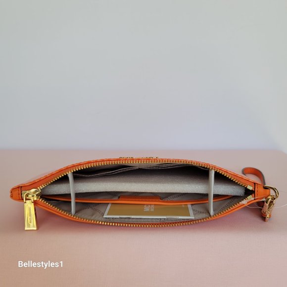 MICHAEL KORS Signature Logo Jet Set Large Top Zip Pouch/Wristlet- Apricot ⭐ - Picture 11 of 16
